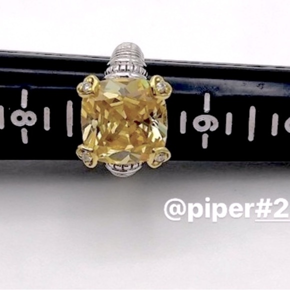 Judith Ripka Canary Crystal & Diamond JR TWO Fontaine Cocktail Ring - 7 - Picture 6 of 11